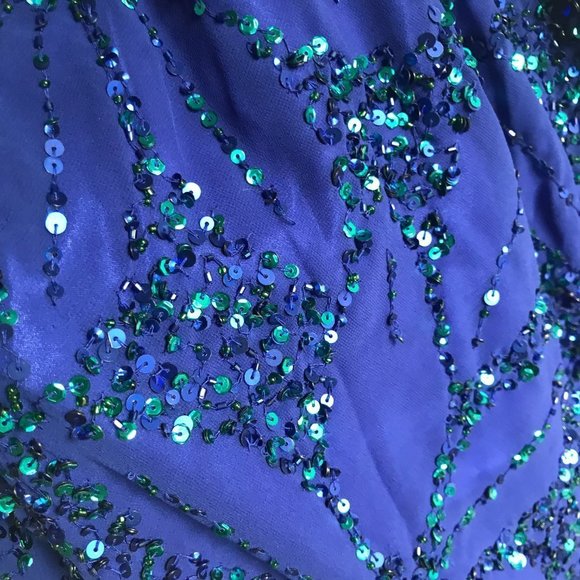 Adrianna papell Blue Sequined E Live from the Red Carpet Maxi dress size 2 - Picture 7 of 8